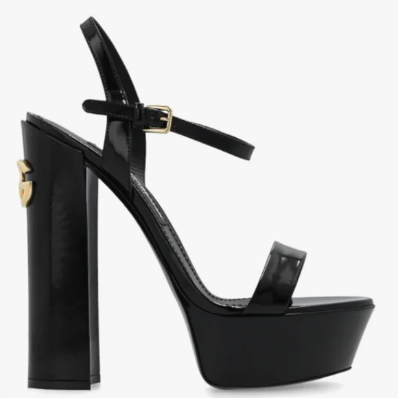 Dolce and Gabbana Polished Calfskin Platform Sandals - Picture 4 of 4